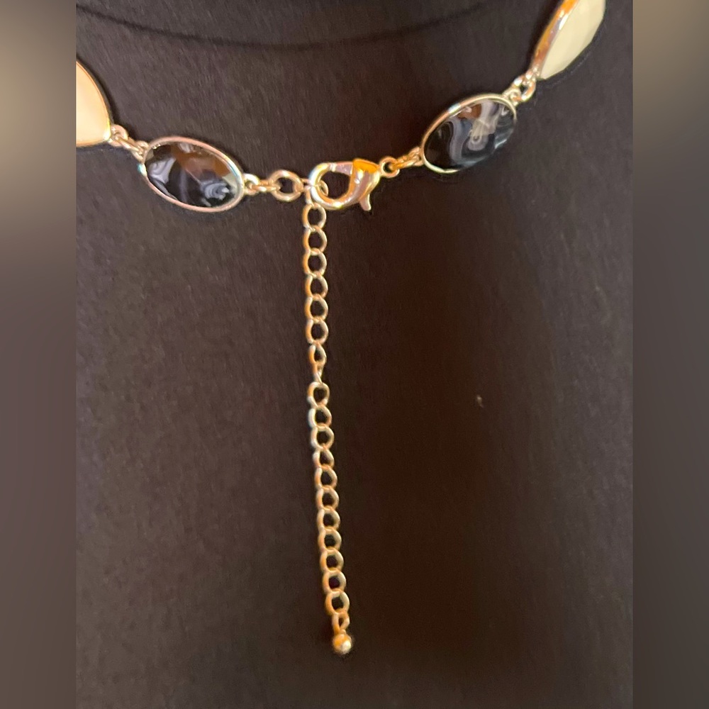 Vintage Black & White Glass Bead Adjustable Length Boho Necklace - Picture 5 of 9